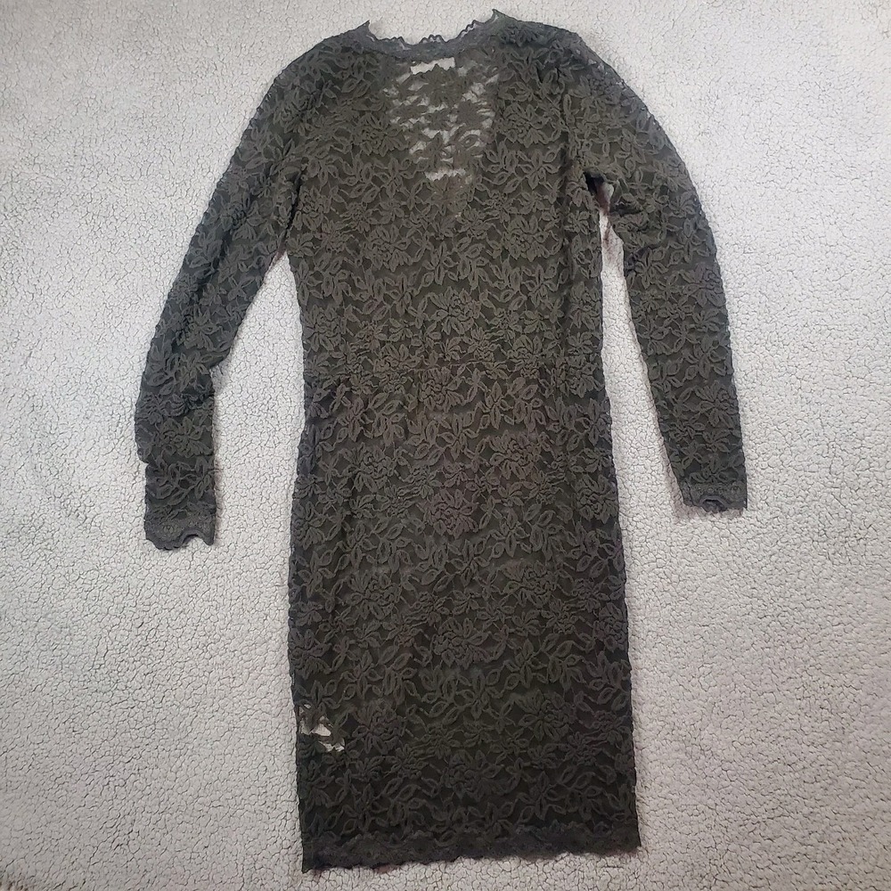 Rosemunde Copenhagen Black Floral Lace V-Neck Wrap Dress Womans Small Whimsigoth - Picture 9 of 12